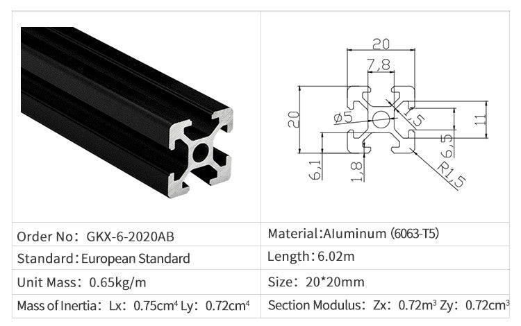 2020AB T-Slot Aluminium Extrusion Profile