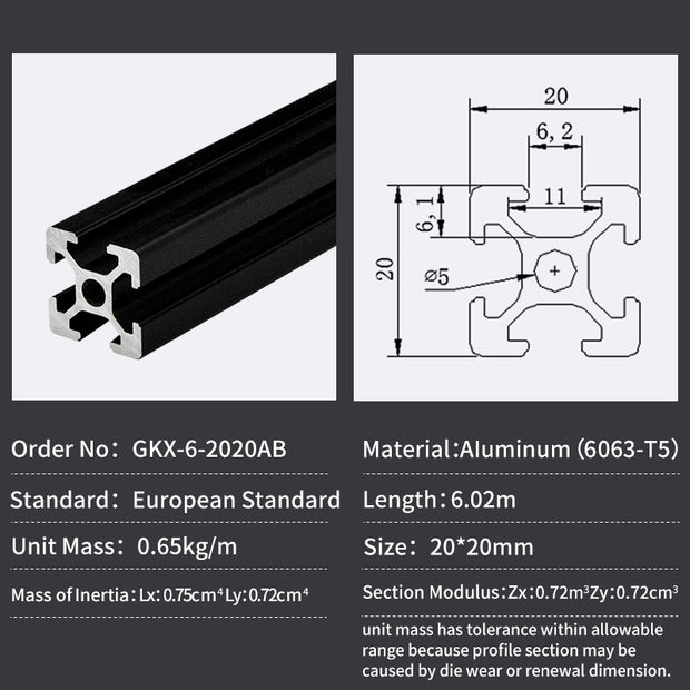 2020AB T-Slot Aluminium Extrusion Profile