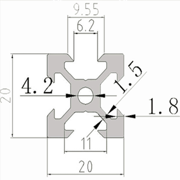 2020V V-Slot Aluminium Extrusion Profile