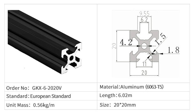 2020VB V-Slot Aluminium Extrusion Profile