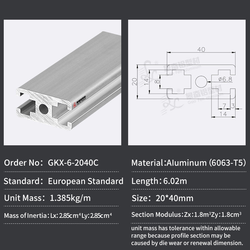 2040 T-Slot Aluminium Extrusion Profile