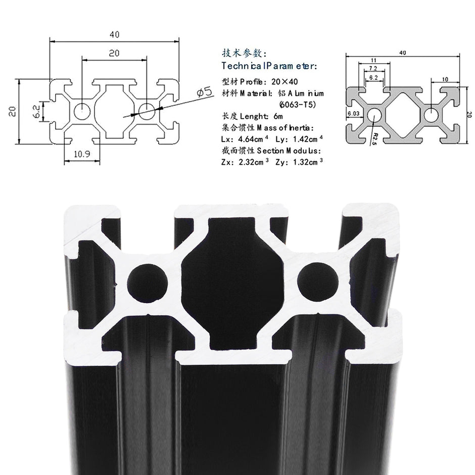 2040V V-Slot Aluminium Extrusion Profile