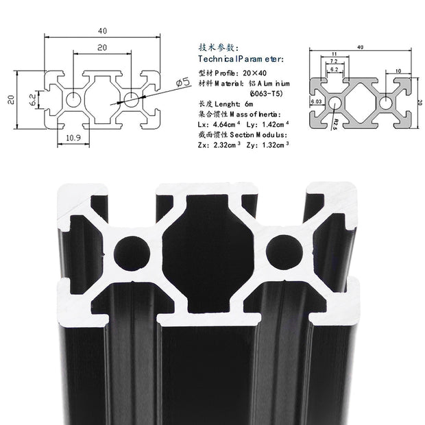 2040V V-Slot Aluminium Extrusion Profile