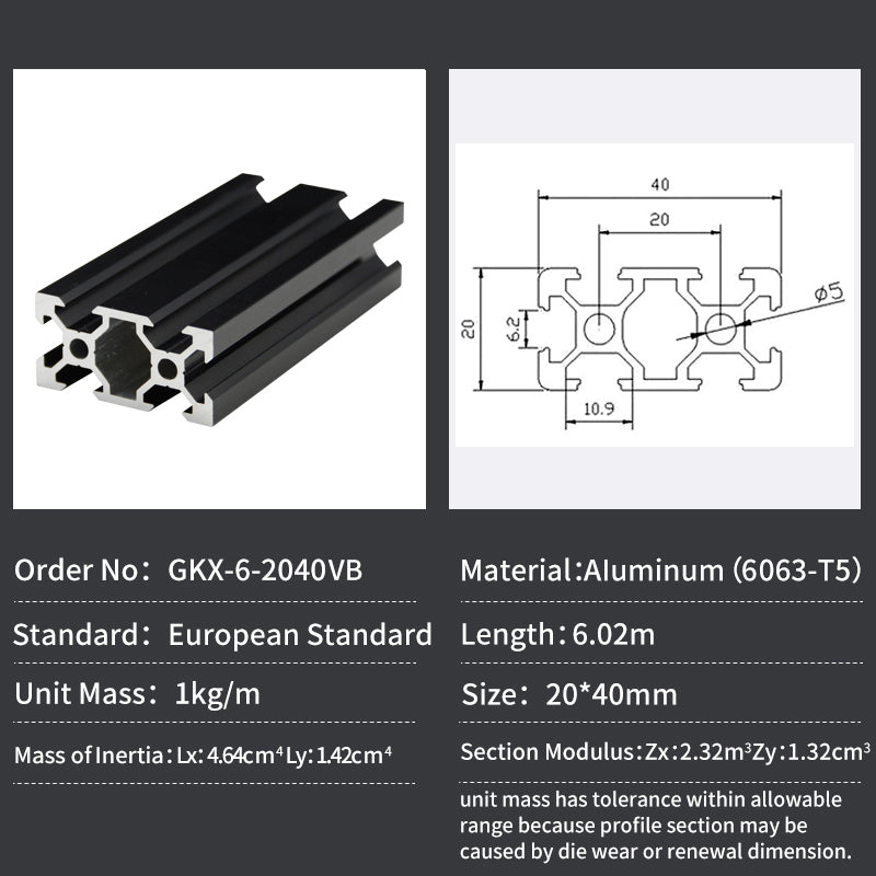 2040V V-Slot Aluminium Extrusion Profile