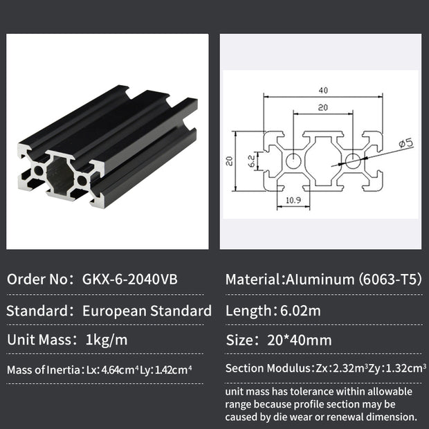 2040V V-Slot Aluminium Extrusion Profile