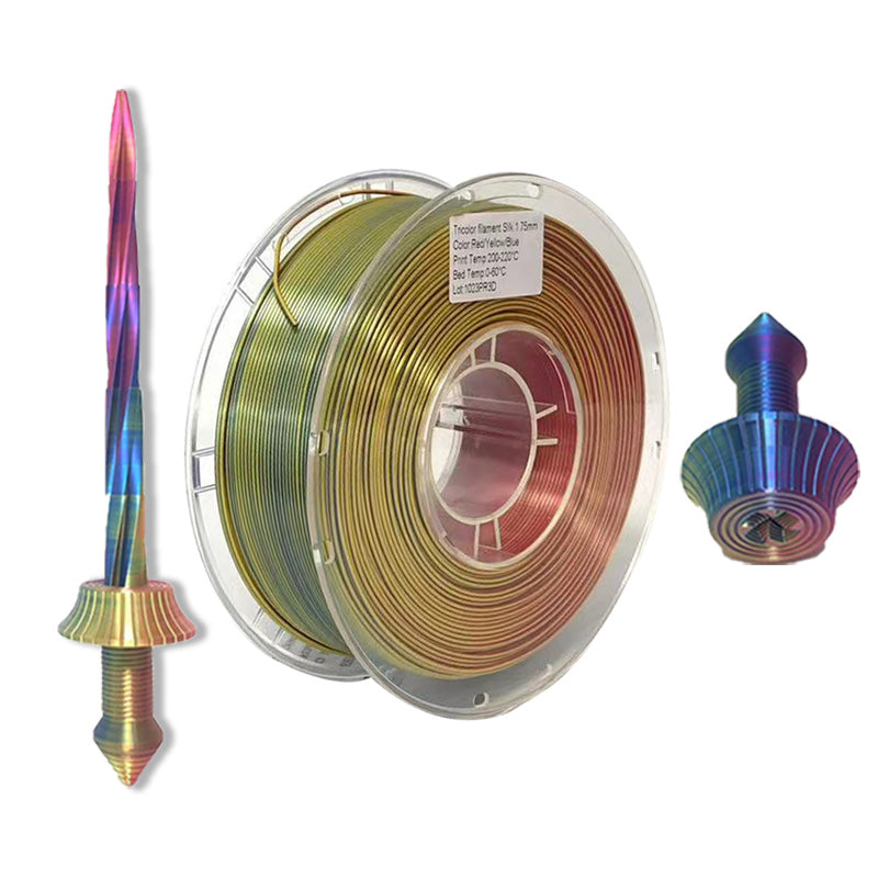 PLA Silk Red/Yellow/Blue Tricolor Filament