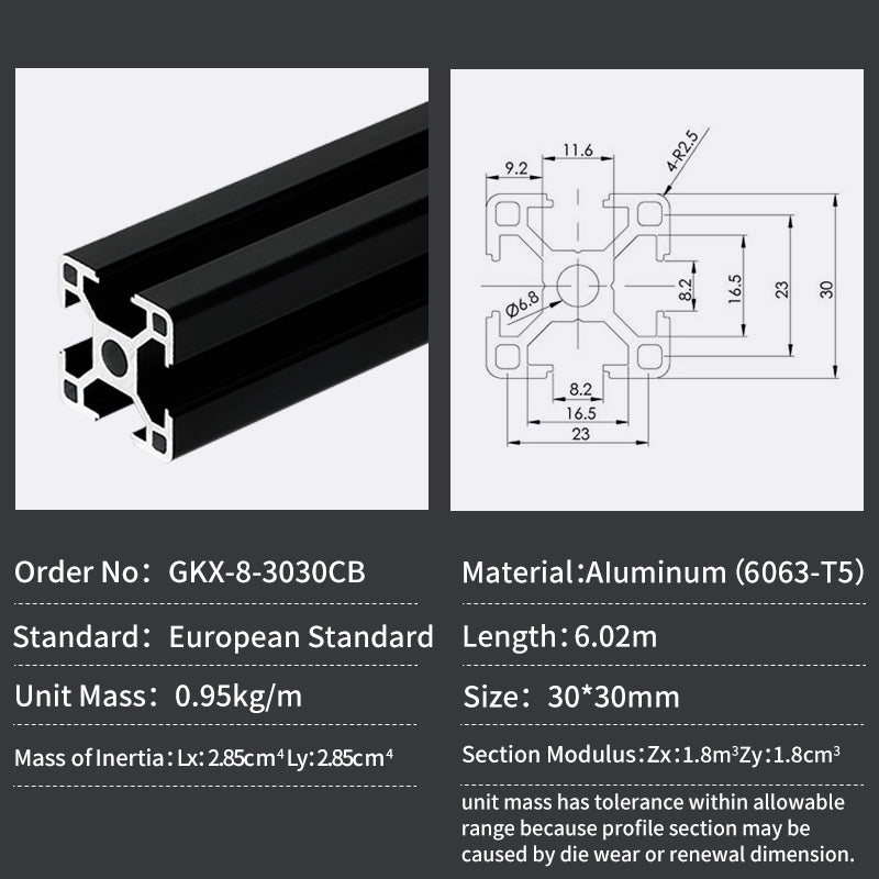 3030CB T-Slot Aluminium Extrusion Profile