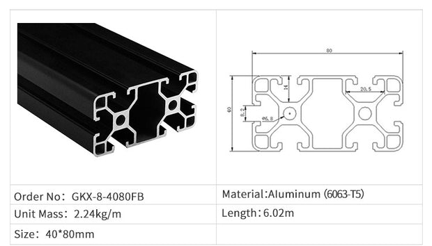 4080FB T-Slot Aluminium Extrusion Profile
