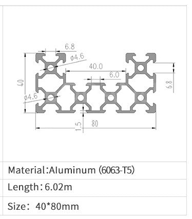 4080V V-Slot (C-Beam) Aluminium Extrusion Profile