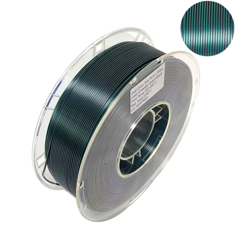 PLA Silk Emerald Green/Black Dual Color