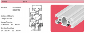 2040B T-Slot Aluminium Extrusion Profile