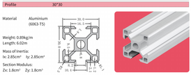 3030C T-Slot Aluminium Extrusion Profile