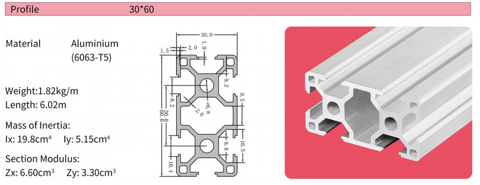 3060C T-Slot Aluminium Extrusion Profile