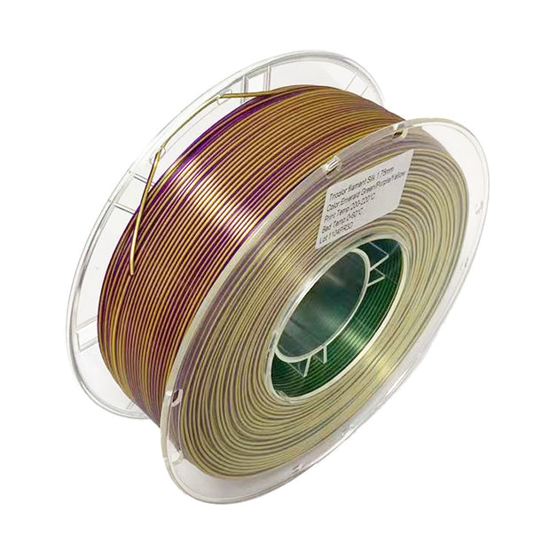 PLA Silk Emerald Green/Purple/Yellow Tricolor Filament