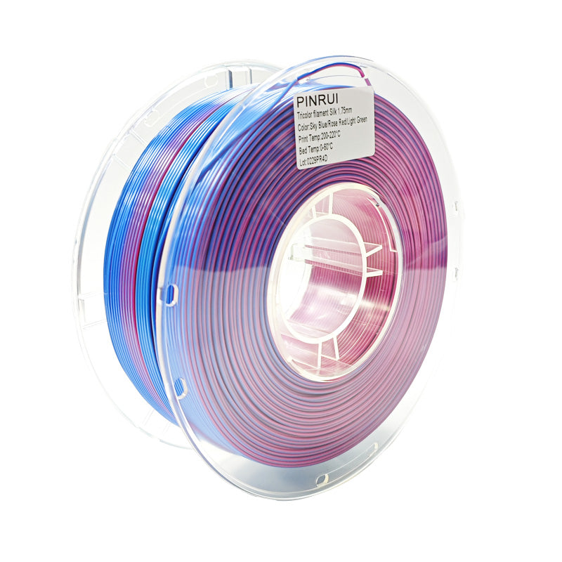 PLA Silk Sky Blue/Rose Red/Light Green Tricolor Filament
